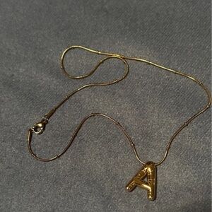 Vintage Gold 'A' Initial Pendant Necklace